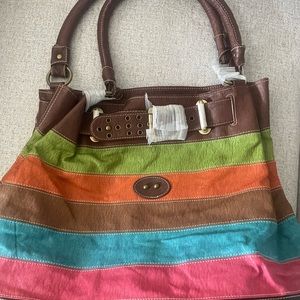 Soft leather bucket-style handbag